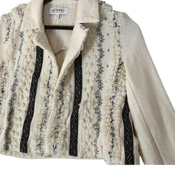 Shyanne Cream Embroidered Textured Jacket Size XS Boho Western Festival - Picture 1 of 10